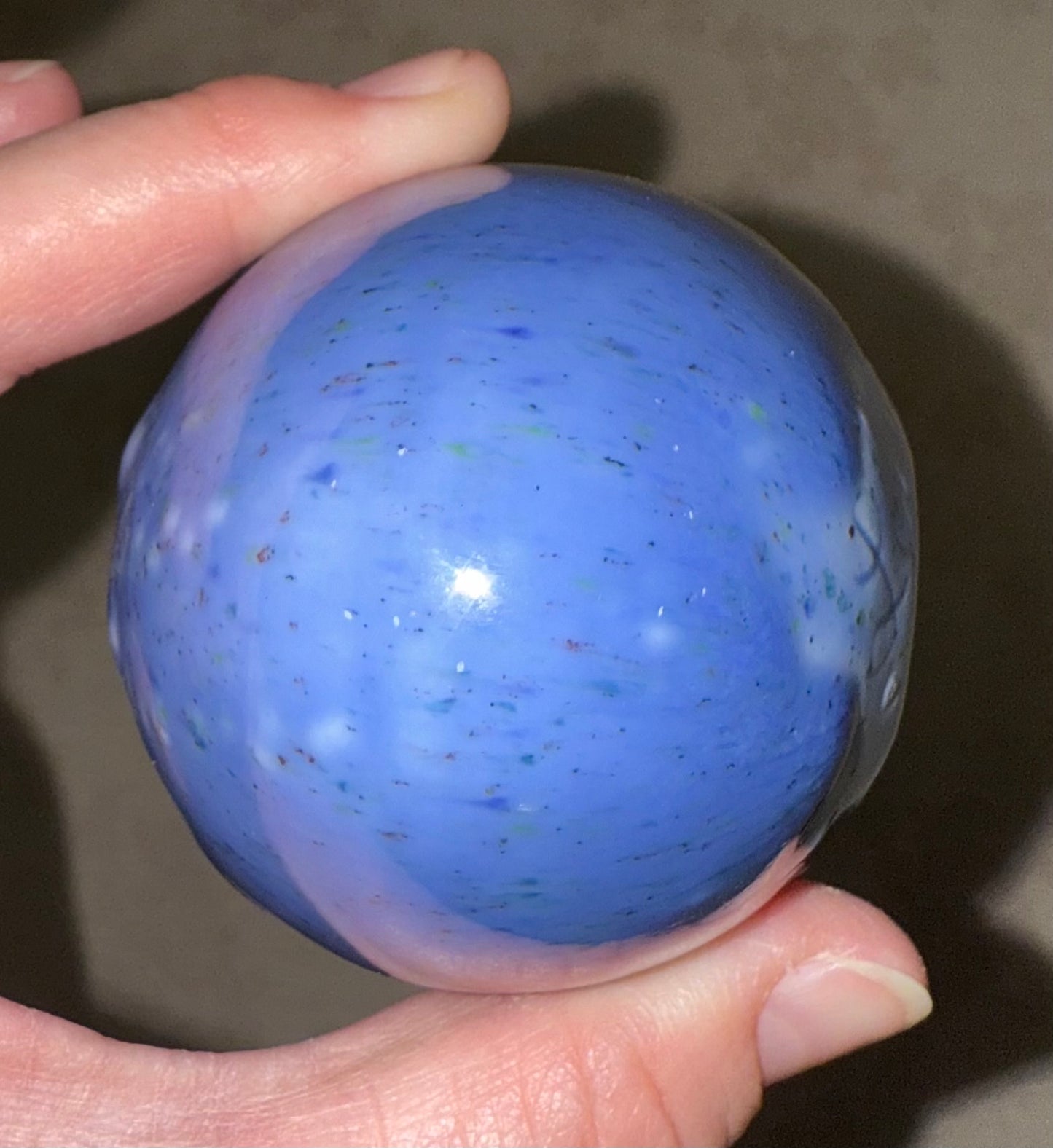 Blue Speckled Ceramic Decorative Egg – Signed “Louise” – 3.25” x 2.5”