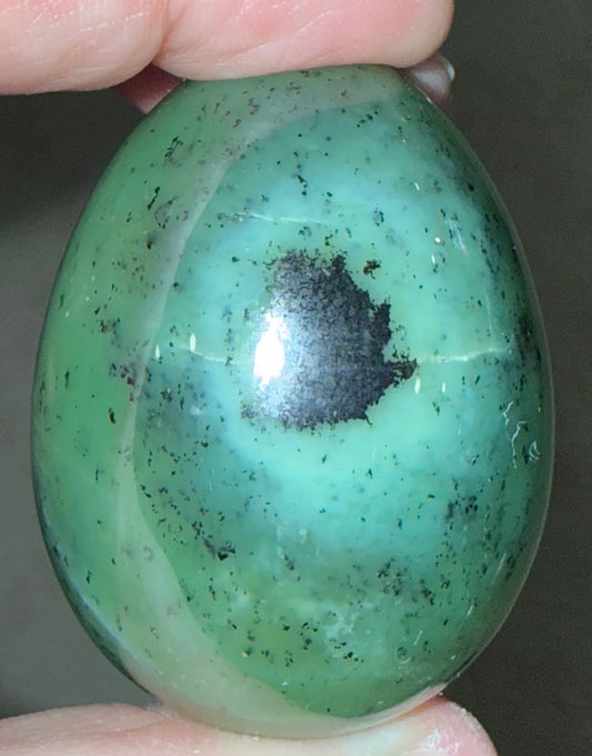 1930 Natural Green Eye Nephrite Jade Egg - 128g