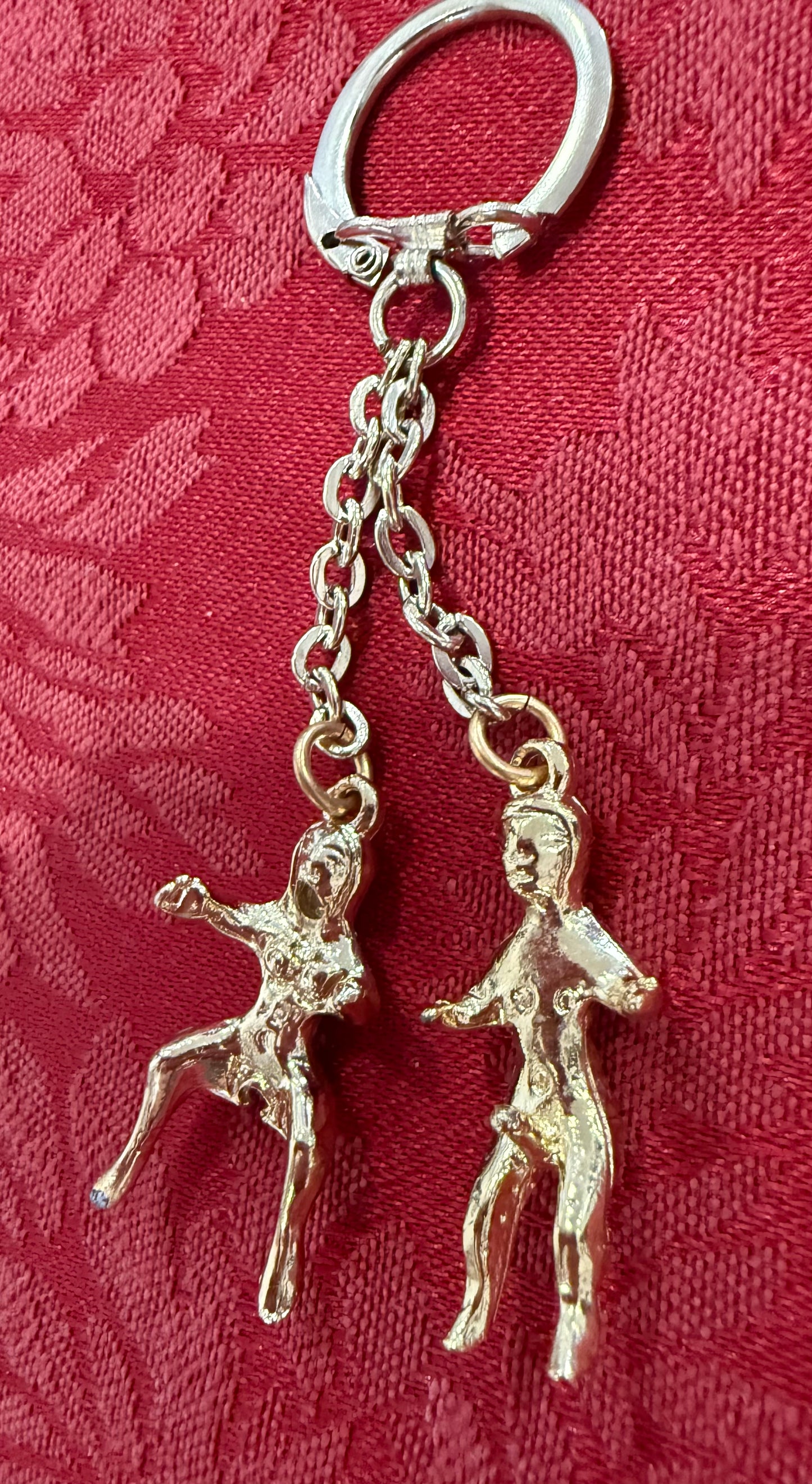 Gold Plated Modern Art Nude Couple Keychain – Abstract Sculptural Charm – 20 Gram Statement Accessory