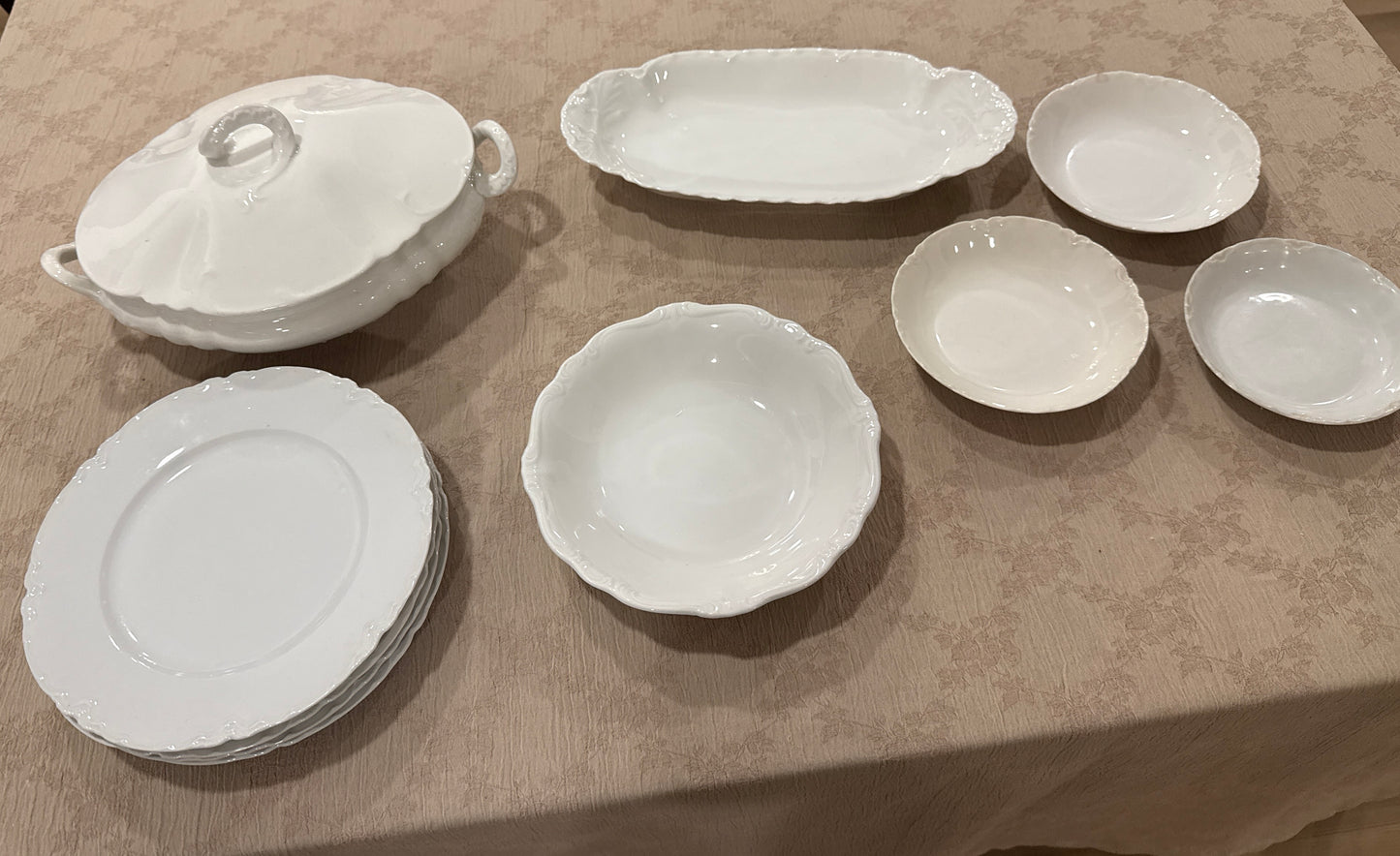 European White Porcelain Serving Set

Johann Haviland Bavaria Bowls & Serving Dish with MZ Altrohlau Dinner Plates