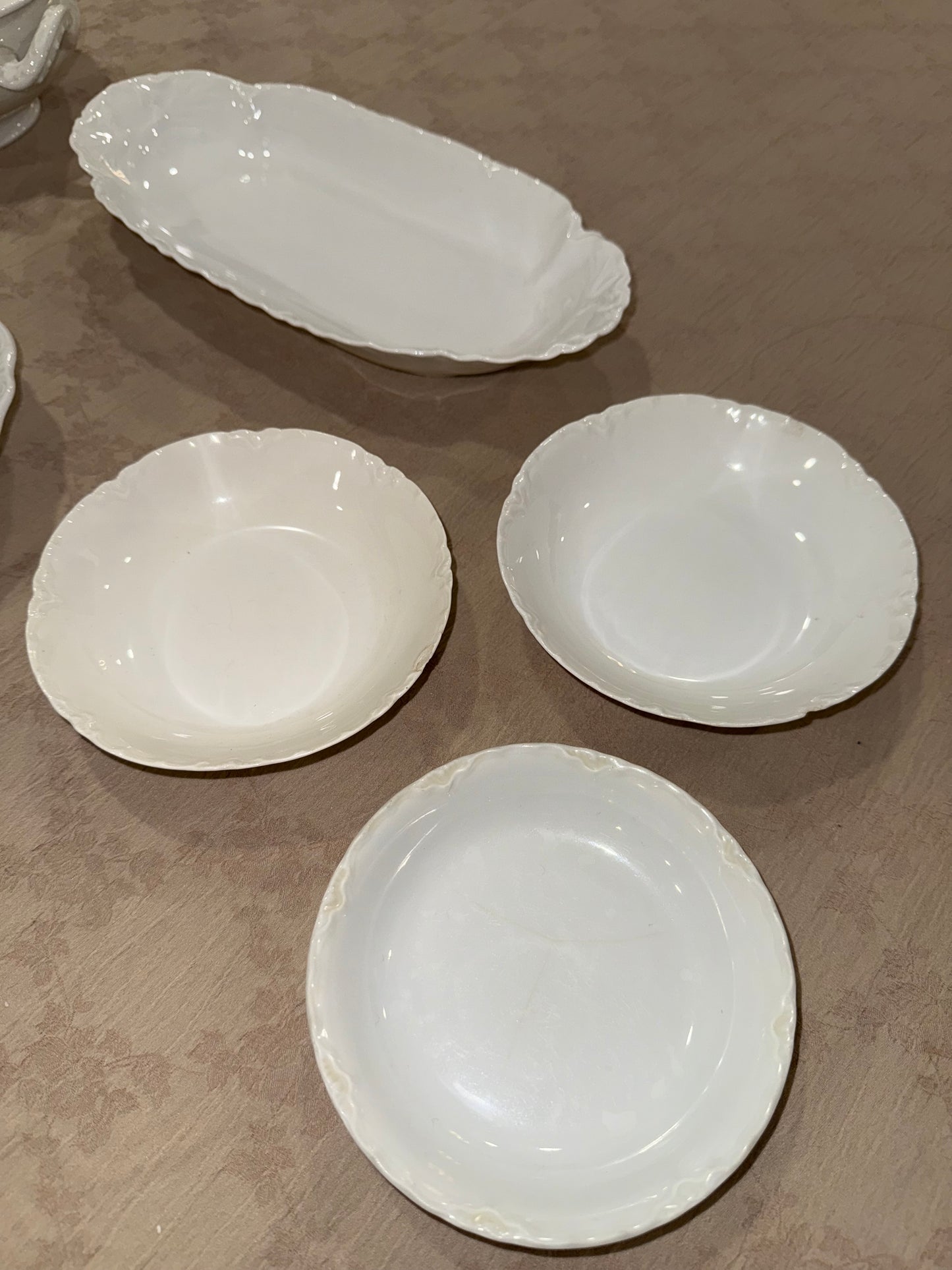 European White Porcelain Serving Set

Johann Haviland Bavaria Bowls & Serving Dish with MZ Altrohlau Dinner Plates