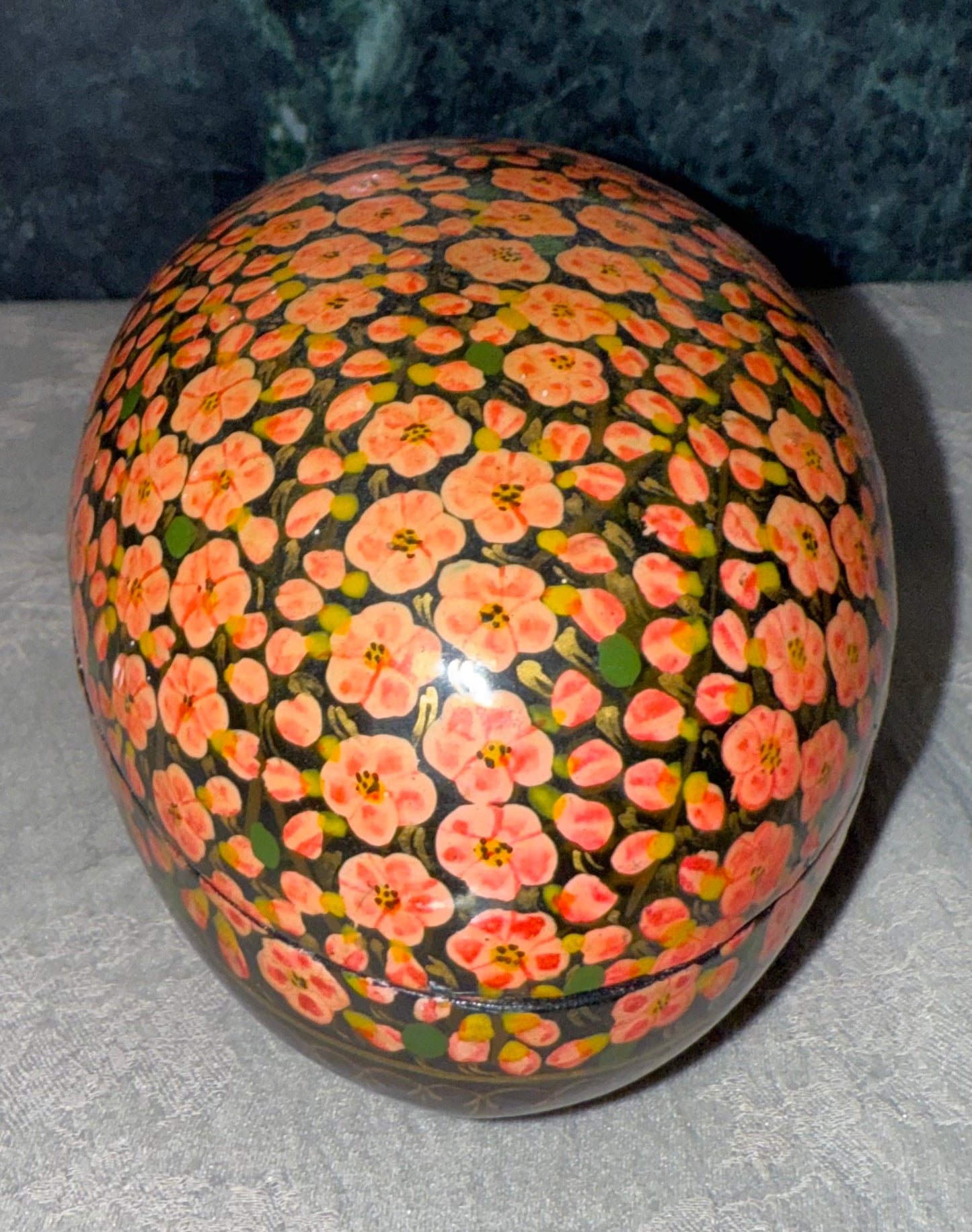 Hand-Painted Kashmiri Papier-Mâché Floral Egg Box