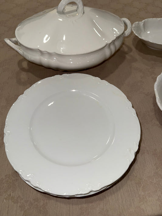 European White Porcelain Serving Set

Johann Haviland Bavaria Bowls & Serving Dish with MZ Altrohlau Dinner Plates