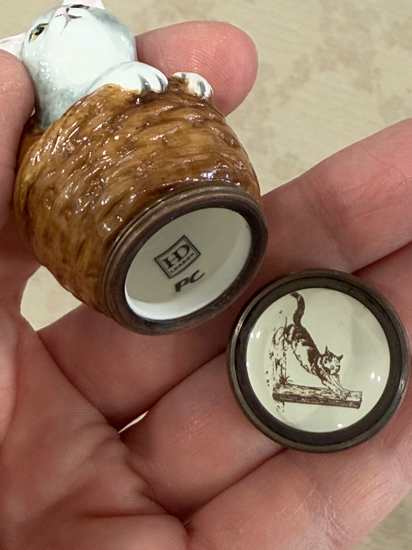 Halcyon Days Enamel Trinket Box – Gray Kitten Collectible Keepsake