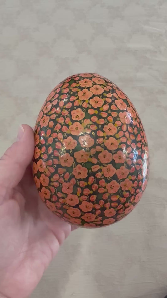 Hand-Painted Kashmiri Papier-Mâché Floral Egg Box