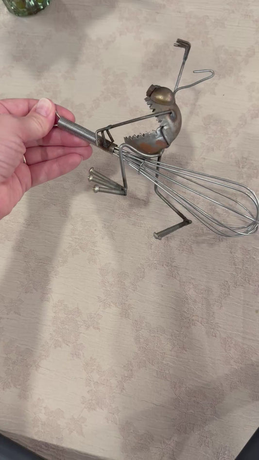 Whiskfang the Rogue Egg – Handcrafted Recycled Metal Monster Sculpture